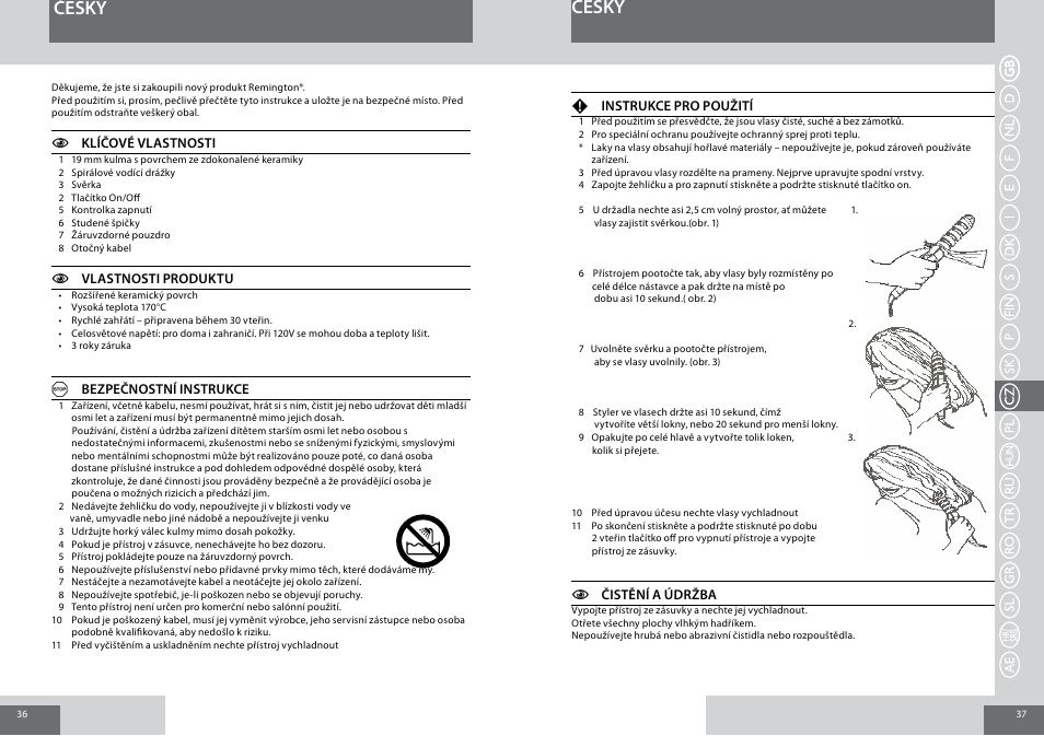 Česky | Remington CI6219 User Manual | Page 19 / 36