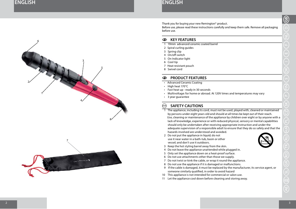 English | Remington CI6219 User Manual | Page 2 / 36