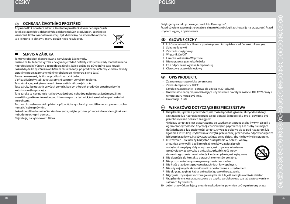 Česky polski | Remington CI6219 User Manual | Page 20 / 36