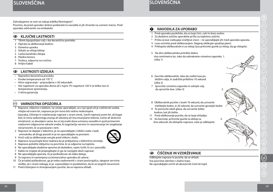 Slovenščina | Remington CI6219 User Manual | Page 30 / 36