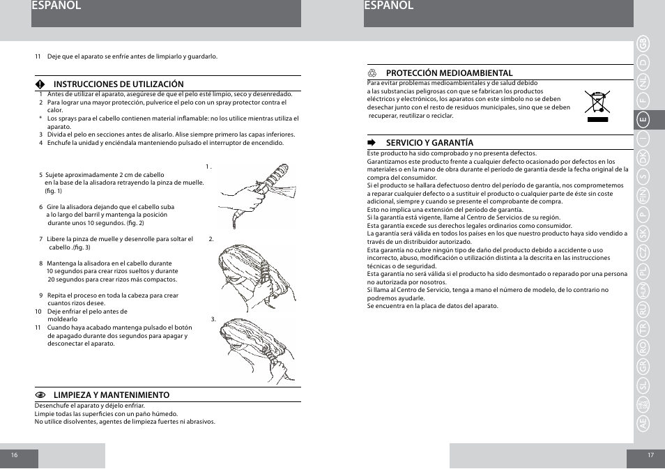 Español | Remington CI6219 User Manual | Page 9 / 36