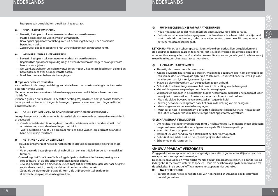 Nederlands | Remington PG6050 User Manual | Page 10 / 70