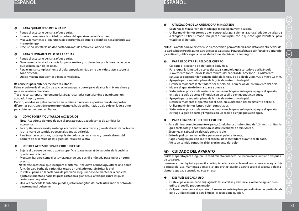 Español | Remington PG6050 User Manual | Page 16 / 70