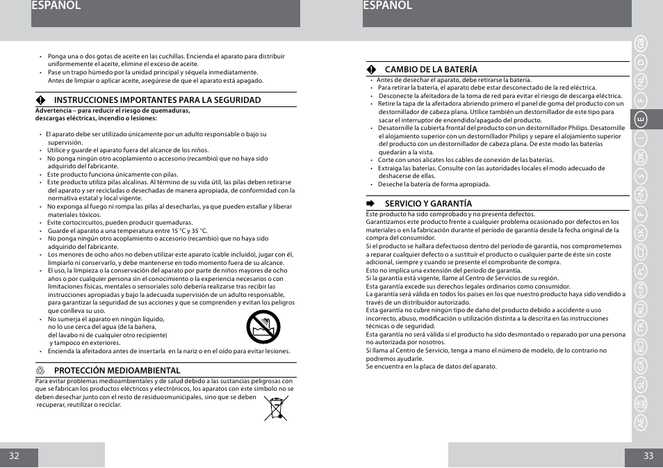Español | Remington PG6050 User Manual | Page 17 / 70