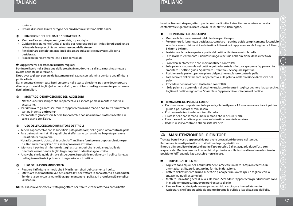 Italiano | Remington PG6050 User Manual | Page 19 / 70
