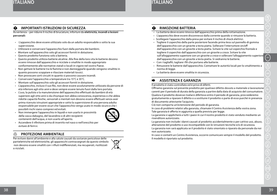 Italiano | Remington PG6050 User Manual | Page 20 / 70