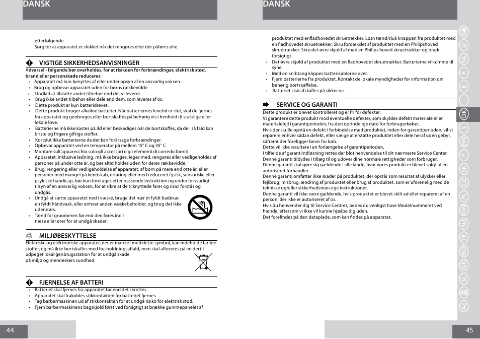 Dansk | Remington PG6050 User Manual | Page 23 / 70