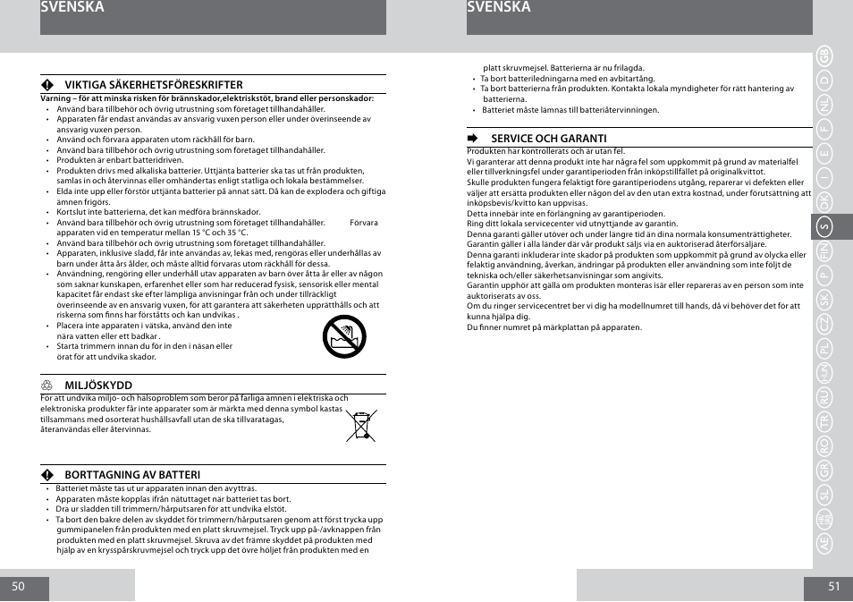 Svenska | Remington PG6050 User Manual | Page 26 / 70