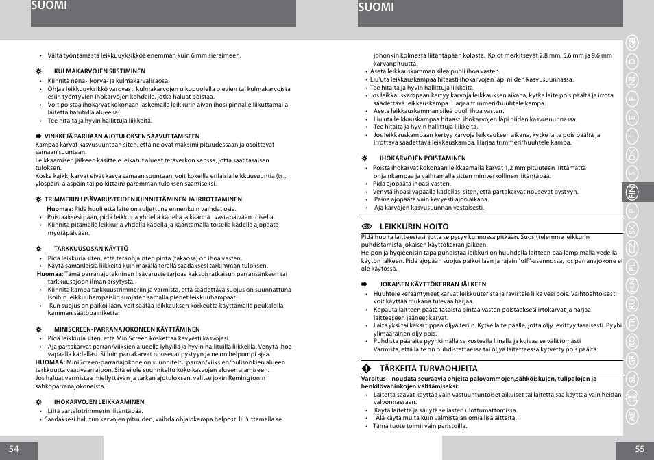 Suomi | Remington PG6050 User Manual | Page 28 / 70