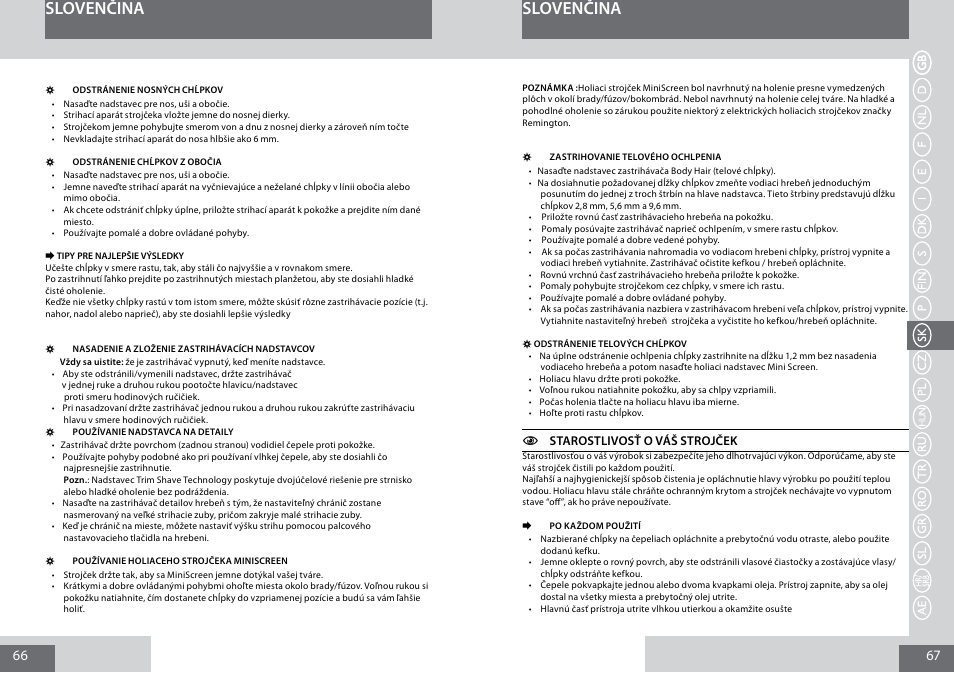 Slovenčina | Remington PG6050 User Manual | Page 34 / 70