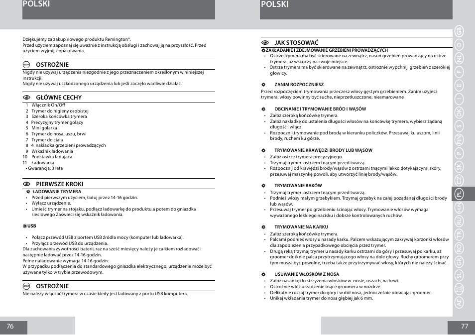 Polski | Remington PG6050 User Manual | Page 39 / 70