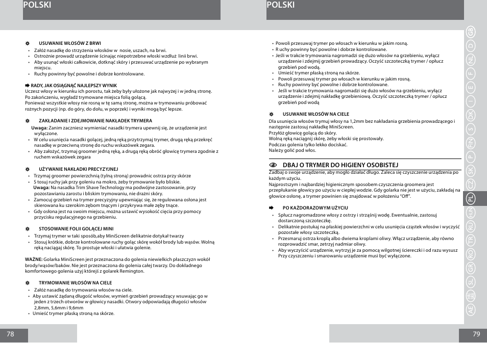 Polski | Remington PG6050 User Manual | Page 40 / 70