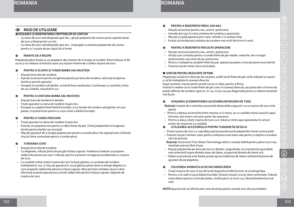 Romania | Remington PG6050 User Manual | Page 52 / 70