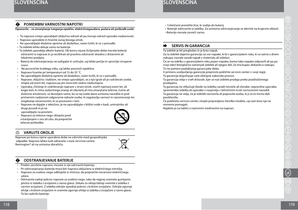 Slovenščina | Remington PG6050 User Manual | Page 60 / 70