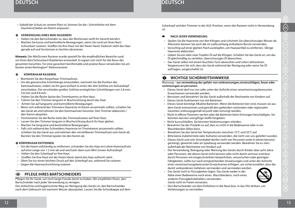 Deutsch | Remington PG6050 User Manual | Page 7 / 70
