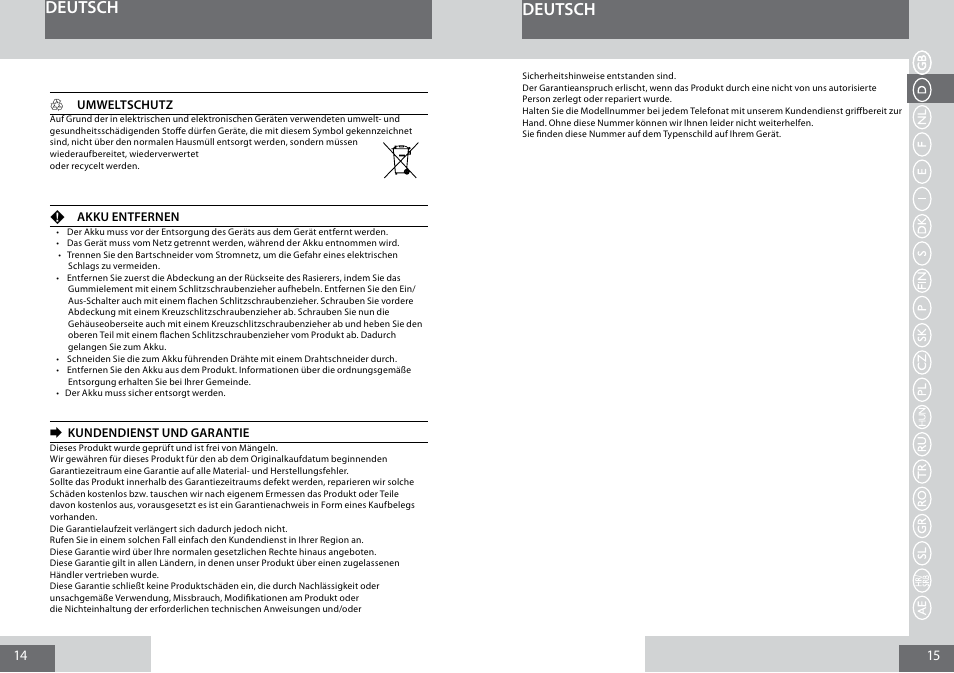 Deutsch | Remington PG6050 User Manual | Page 8 / 70