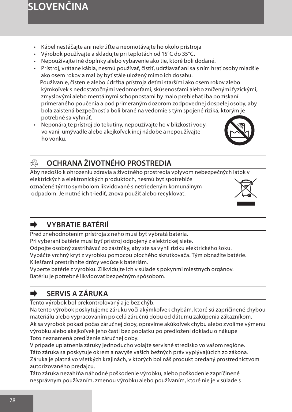 Slovenčina, Hochrana životného prostredia, Evybratie batérií | Eservis a záruka | Remington HC5950 User Manual | Page 78 / 158