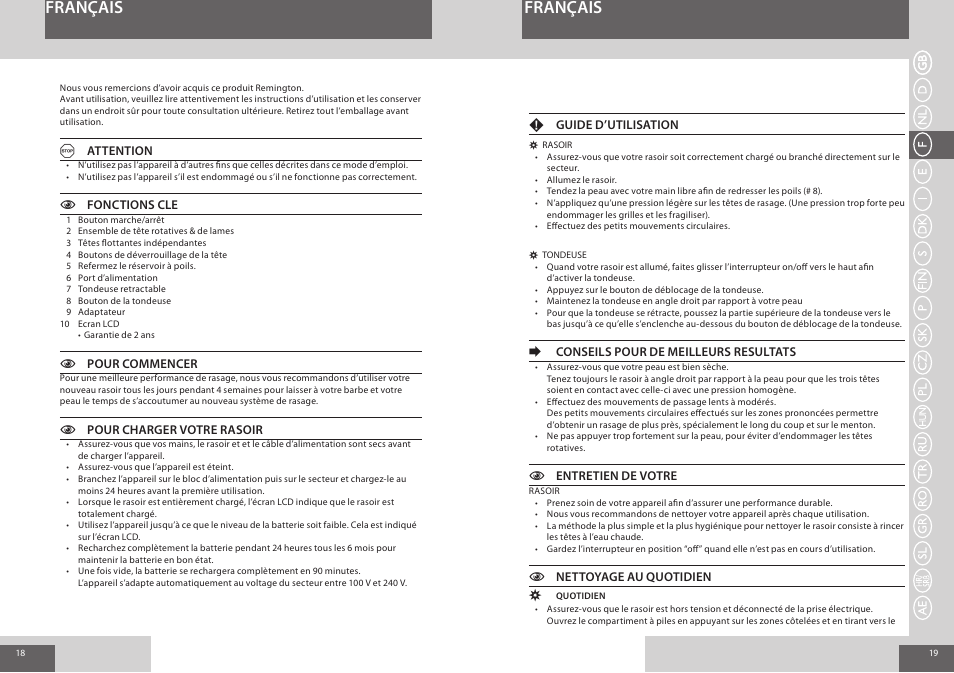 Français | Remington R7150 User Manual | Page 10 / 56