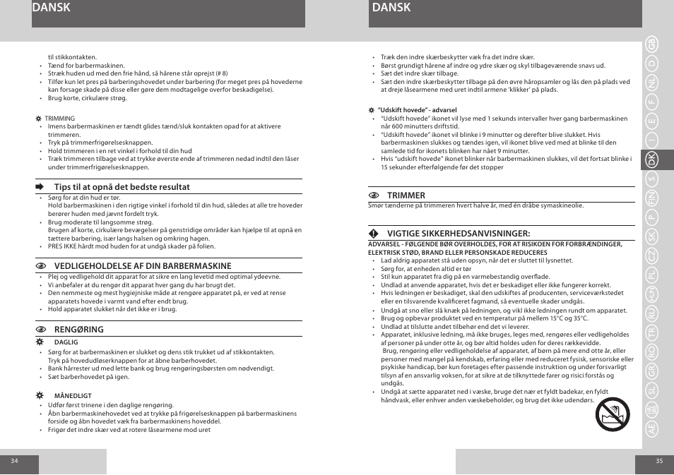 Dansk | Remington R7150 User Manual | Page 18 / 56