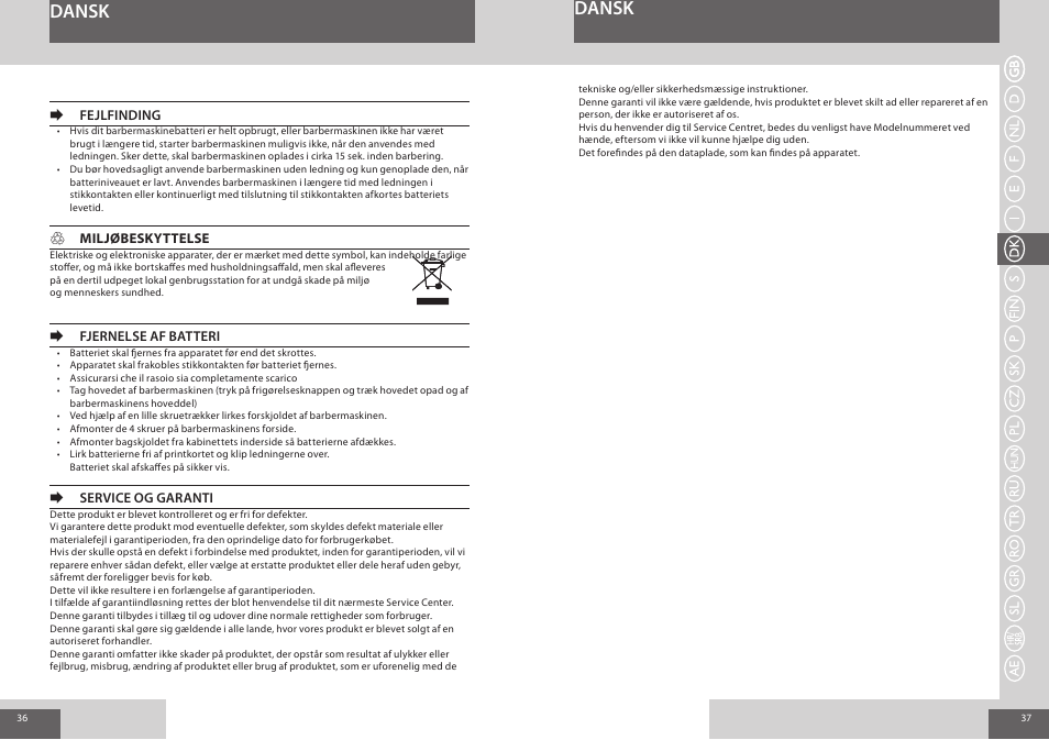 Dansk | Remington R7150 User Manual | Page 19 / 56
