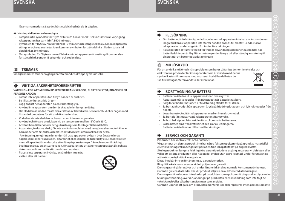 Svenska | Remington R7150 User Manual | Page 21 / 56