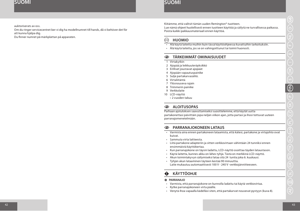 Suomi | Remington R7150 User Manual | Page 22 / 56