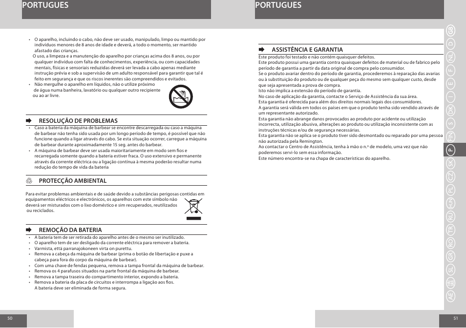 Português | Remington R7150 User Manual | Page 26 / 56