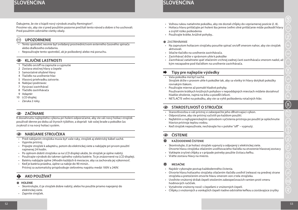 Slovenčina | Remington R7150 User Manual | Page 27 / 56