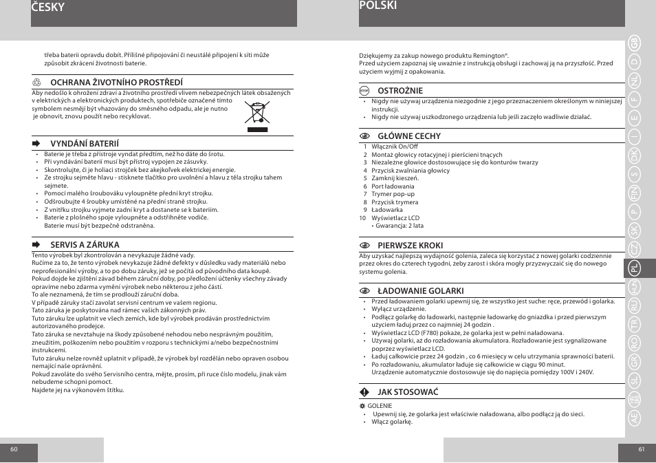 Česky polski | Remington R7150 User Manual | Page 31 / 56