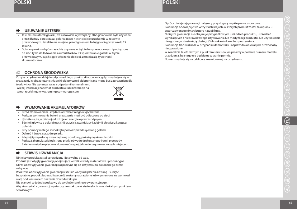 Polski | Remington R7150 User Manual | Page 33 / 56