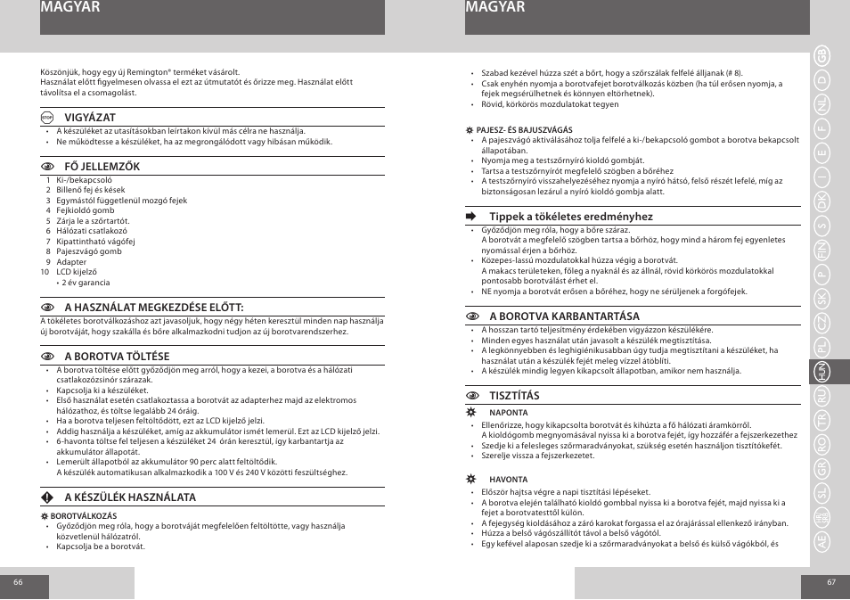 Magyar | Remington R7150 User Manual | Page 34 / 56