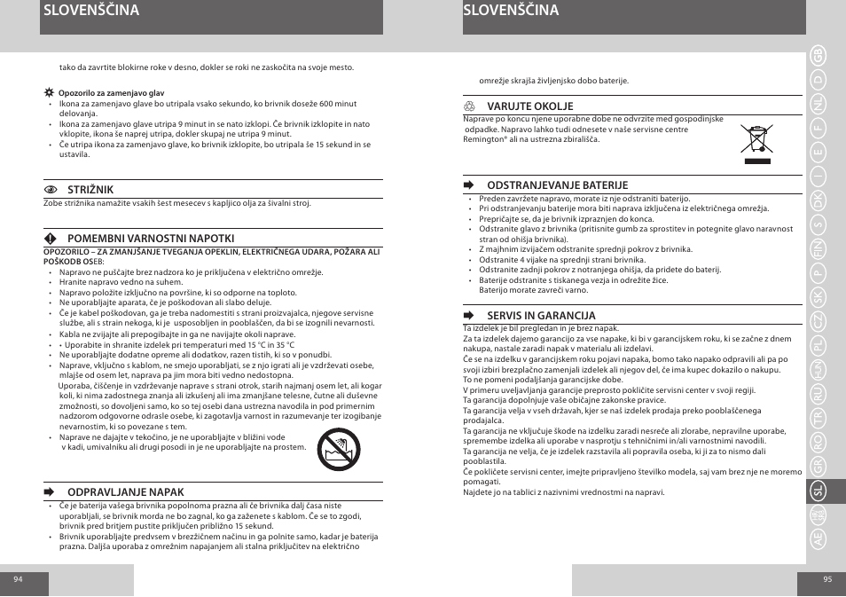 Slovenščina | Remington R7150 User Manual | Page 48 / 56