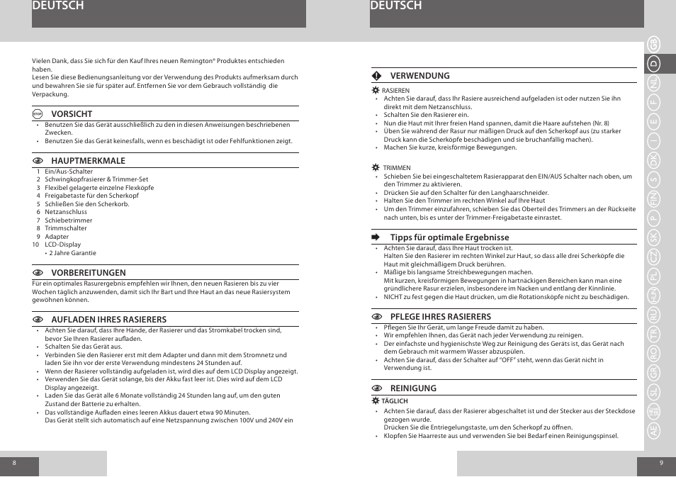 Deutsch | Remington R7150 User Manual | Page 5 / 56