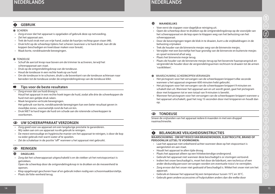 Nederlands | Remington R7150 User Manual | Page 8 / 56