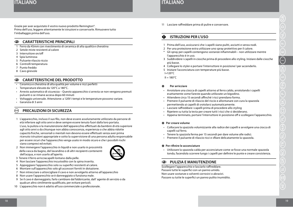 Italiano | Remington CB65A45 User Manual | Page 10 / 37