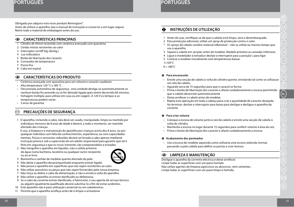 Português | Remington CB65A45 User Manual | Page 16 / 37