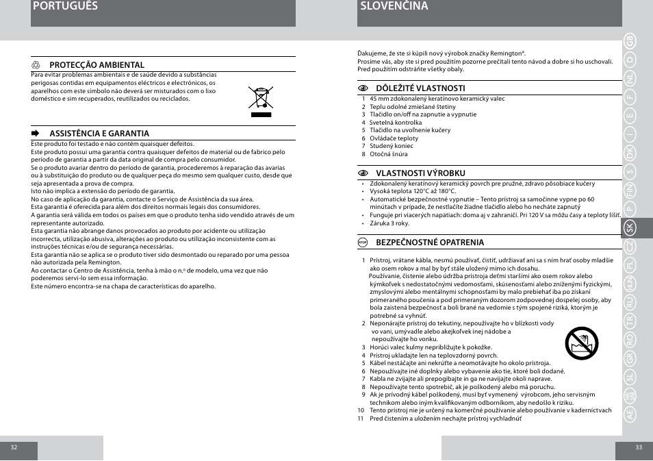 Português slovenčina | Remington CB65A45 User Manual | Page 17 / 37