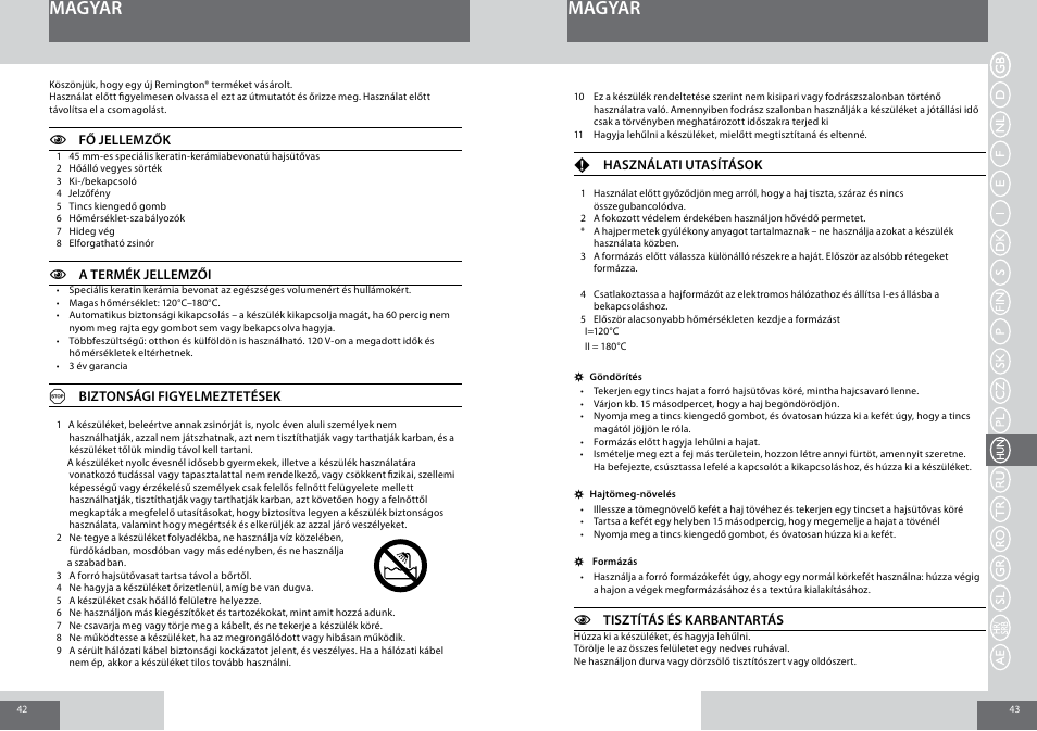 Magyar | Remington CB65A45 User Manual | Page 22 / 37