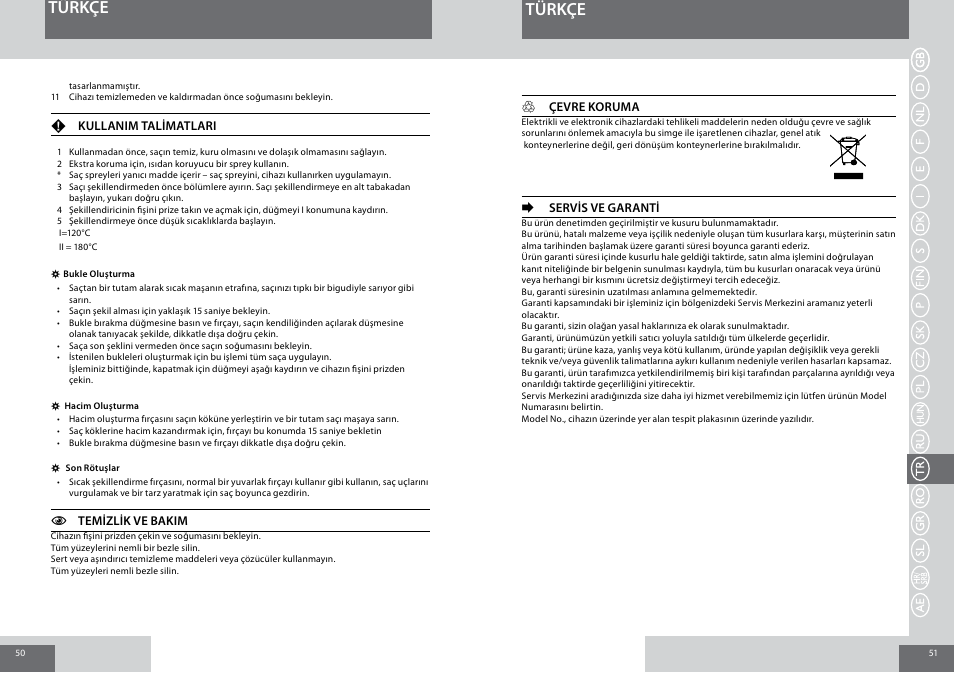 Türkçe | Remington CB65A45 User Manual | Page 26 / 37