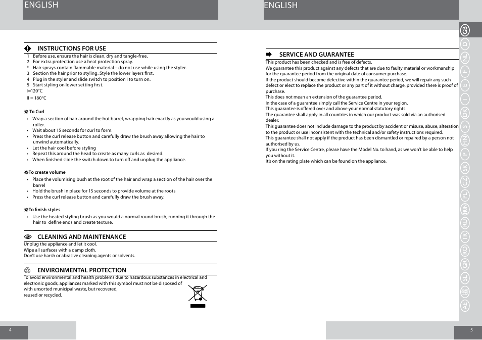 English | Remington CB65A45 User Manual | Page 3 / 37