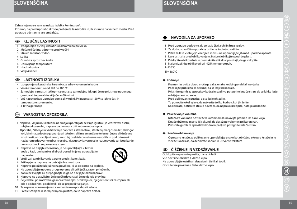 Slovenščina | Remington CB65A45 User Manual | Page 30 / 37
