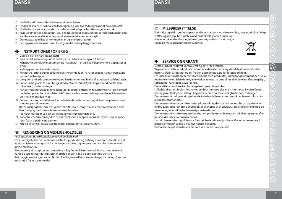 Dansk | Remington D5017 User Manual | Page 12 / 36