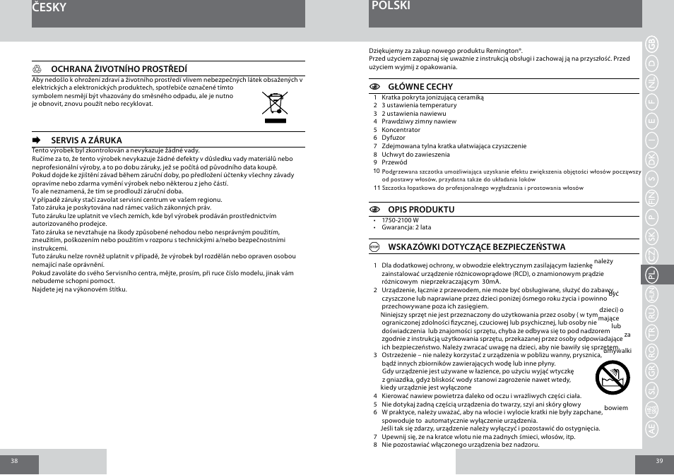 Česky polski | Remington D5017 User Manual | Page 20 / 36