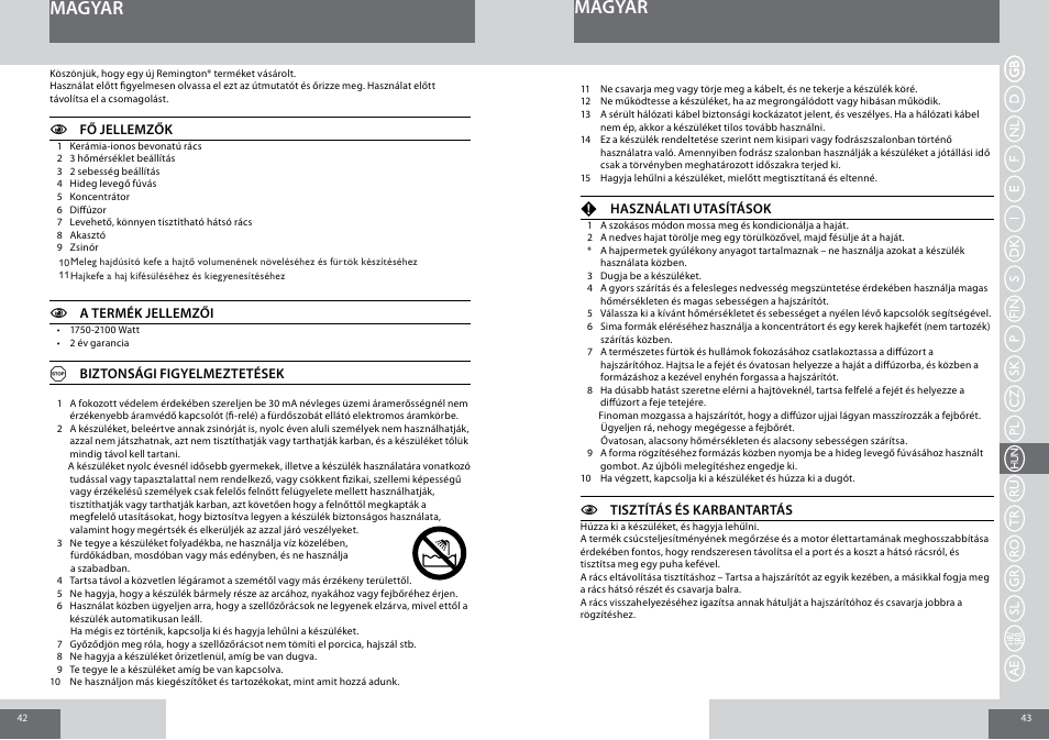 Magyar | Remington D5017 User Manual | Page 22 / 36