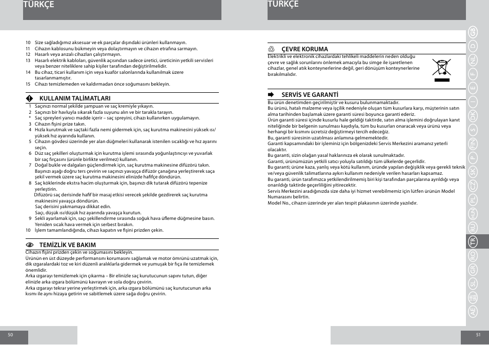 Türkçe | Remington D5017 User Manual | Page 26 / 36