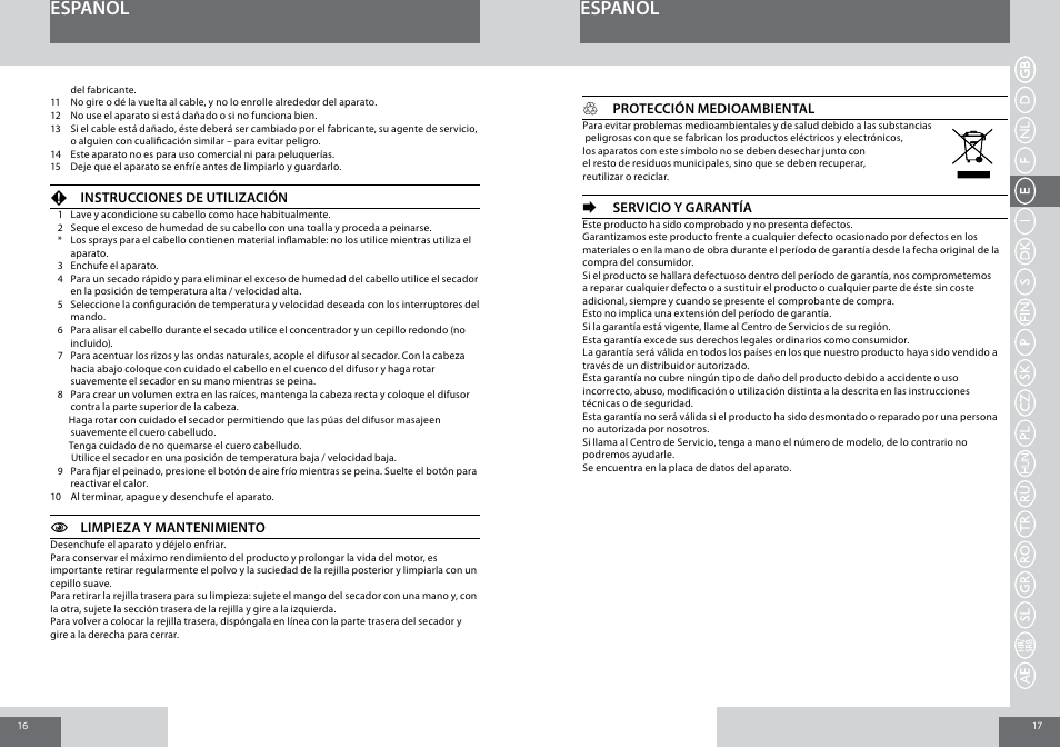 Español | Remington D5017 User Manual | Page 9 / 36