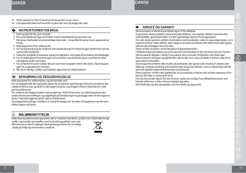 Dansk | Remington D5006 User Manual | Page 12 / 36