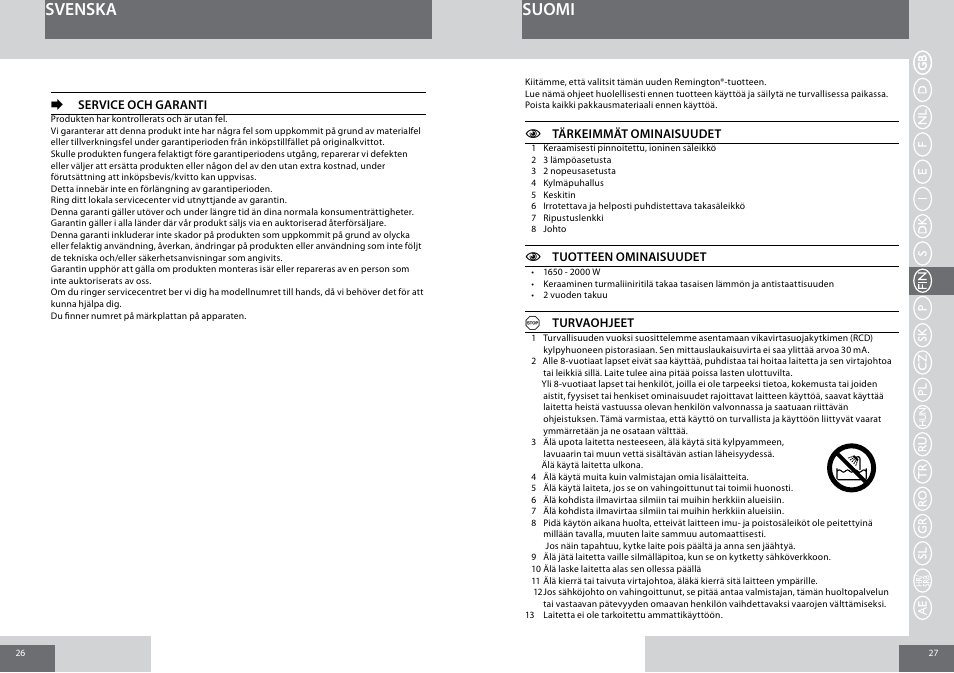 Suomi svenska | Remington D5006 User Manual | Page 14 / 36