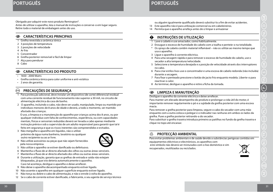 Português | Remington D5006 User Manual | Page 16 / 36