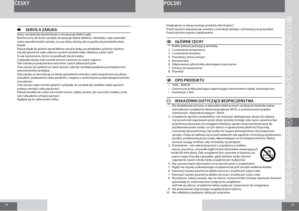 Česky polski | Remington D5006 User Manual | Page 20 / 36